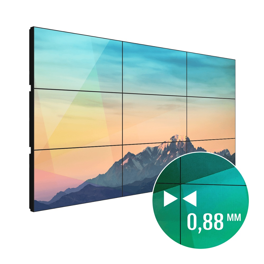 Видеостена LigaSmart 3х3 165" Межпанельный шов 0,88 мм