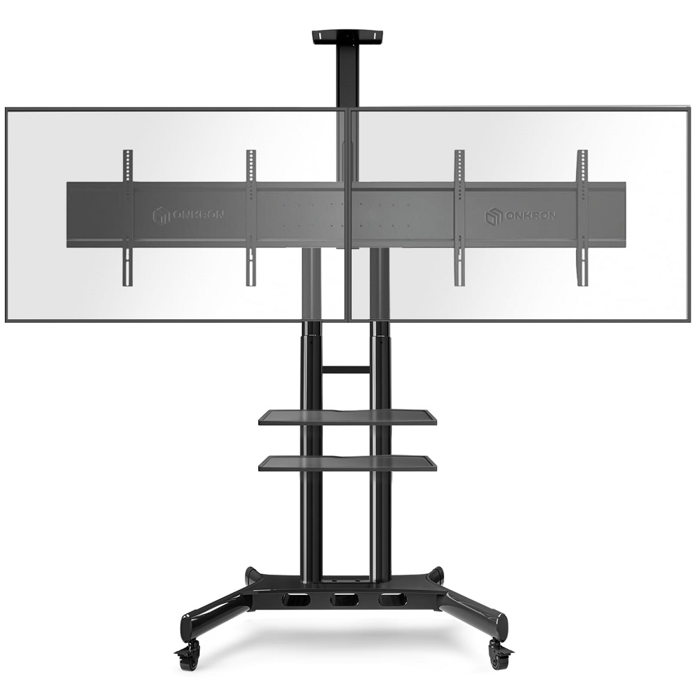 Мобильная напольная стойка для двух панелей ONKRON TS1881DV Black для размера 40"-65"