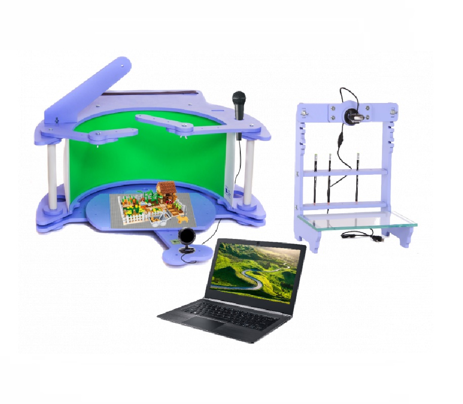 Set of cartoon studios "Magic Screen" with laptop