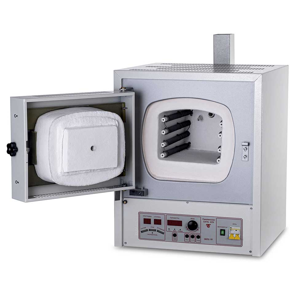Муфельная печь ЭКПС-10 СПУ мод. 4107 (10 л, 1250 °C, многоступенчатый терморегулятор МКУ, с вытяжкой)