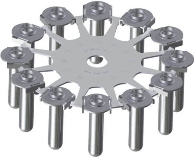 SM-6M / SM-6MT uchun rotor ELMI 6M.05 (12*15 ml) zanglamaydigan po'latdan adapterlar bilan to'ldirilgan