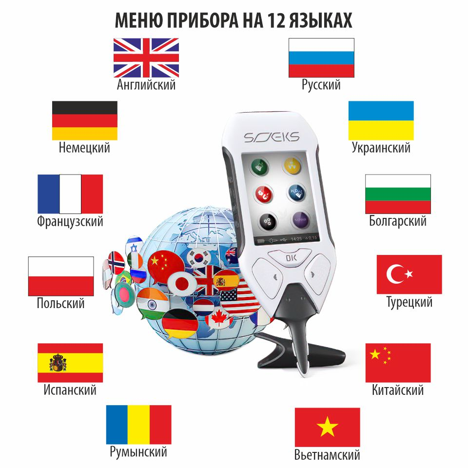 Atrof-muhit analizatori SOEKS Ecovisor F4 International (dozimetr, nitrat tekshirgich, suv sifatini baholash, EM maydon ko'rsatkichi)