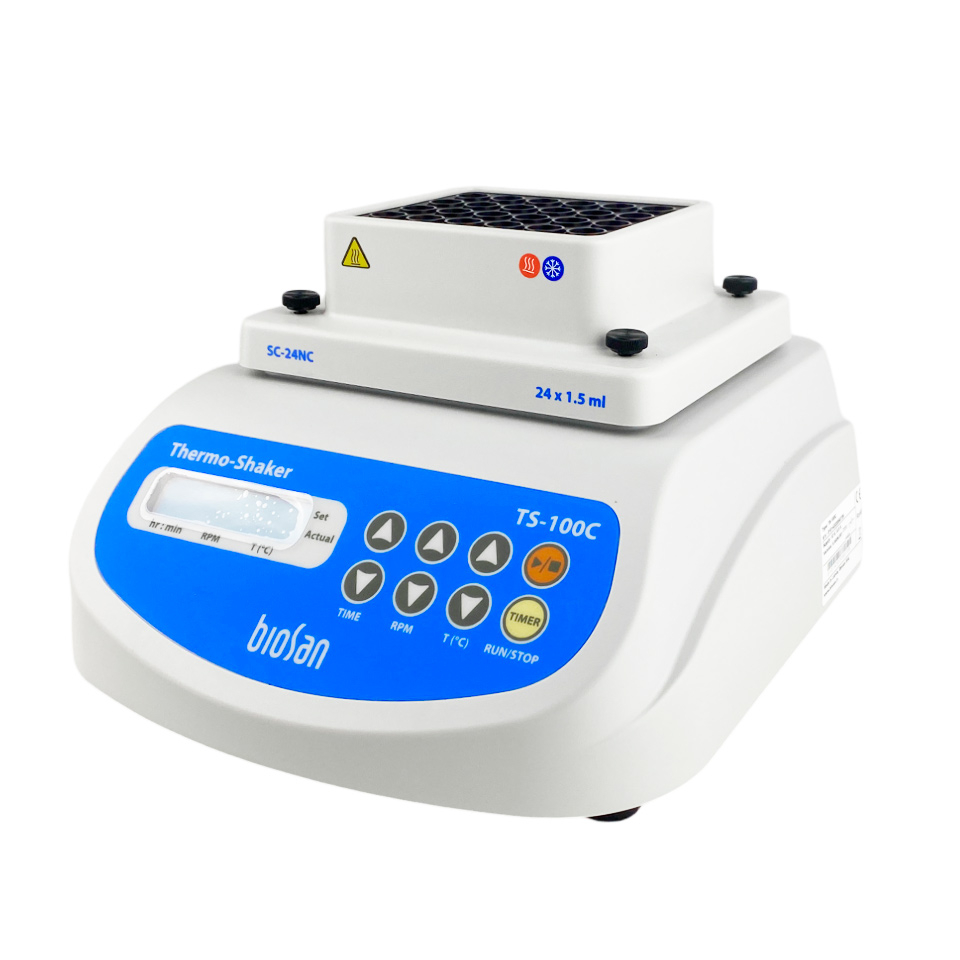 Thermoshaker BioSan TS-100C (with cooling, +4…+100 °C, 1400 rpm)