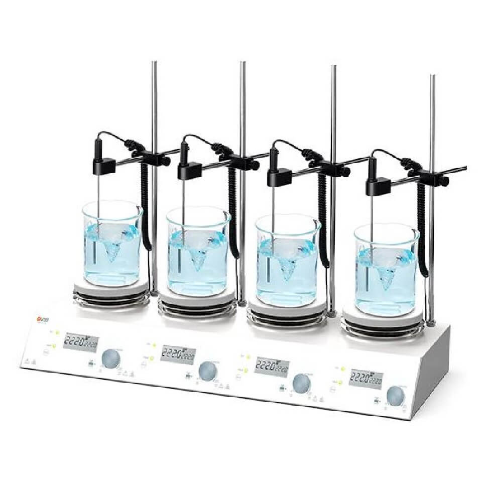 Мешалка магнитная DLAB MS-H280-S4 (4-местная, 4х3 л, 200...1500 об/мин, 280 °C), арт. 8030271112 + 18900016х4 + 18901706х4