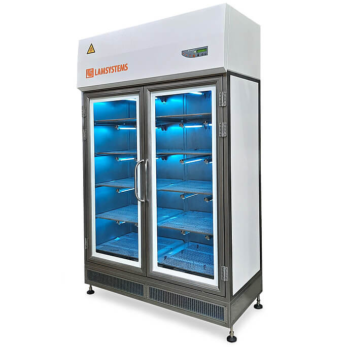 Sterile storage cabinet with hinged doors and UV lamps for pharmaceutical production (KD 442.120.30, art. 2R-S.420-12PHARM)
