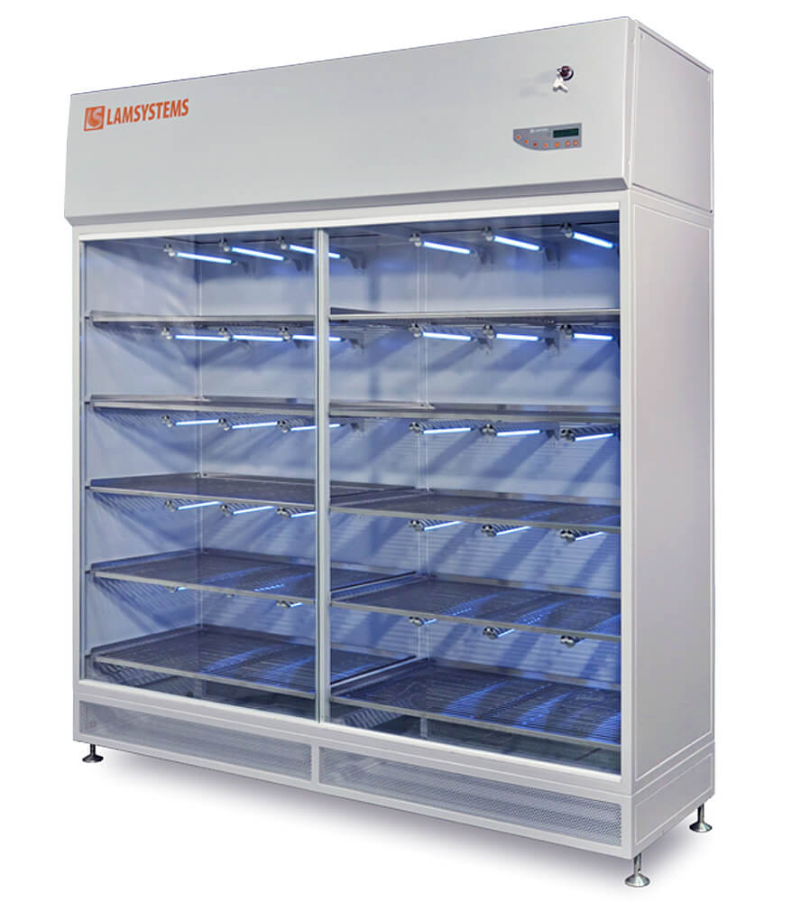 Sterile storage cabinet with sliding doors and UV lamps for pharmaceutical production (KD 432.180.30, art. 2R-S.320-18PHARM)