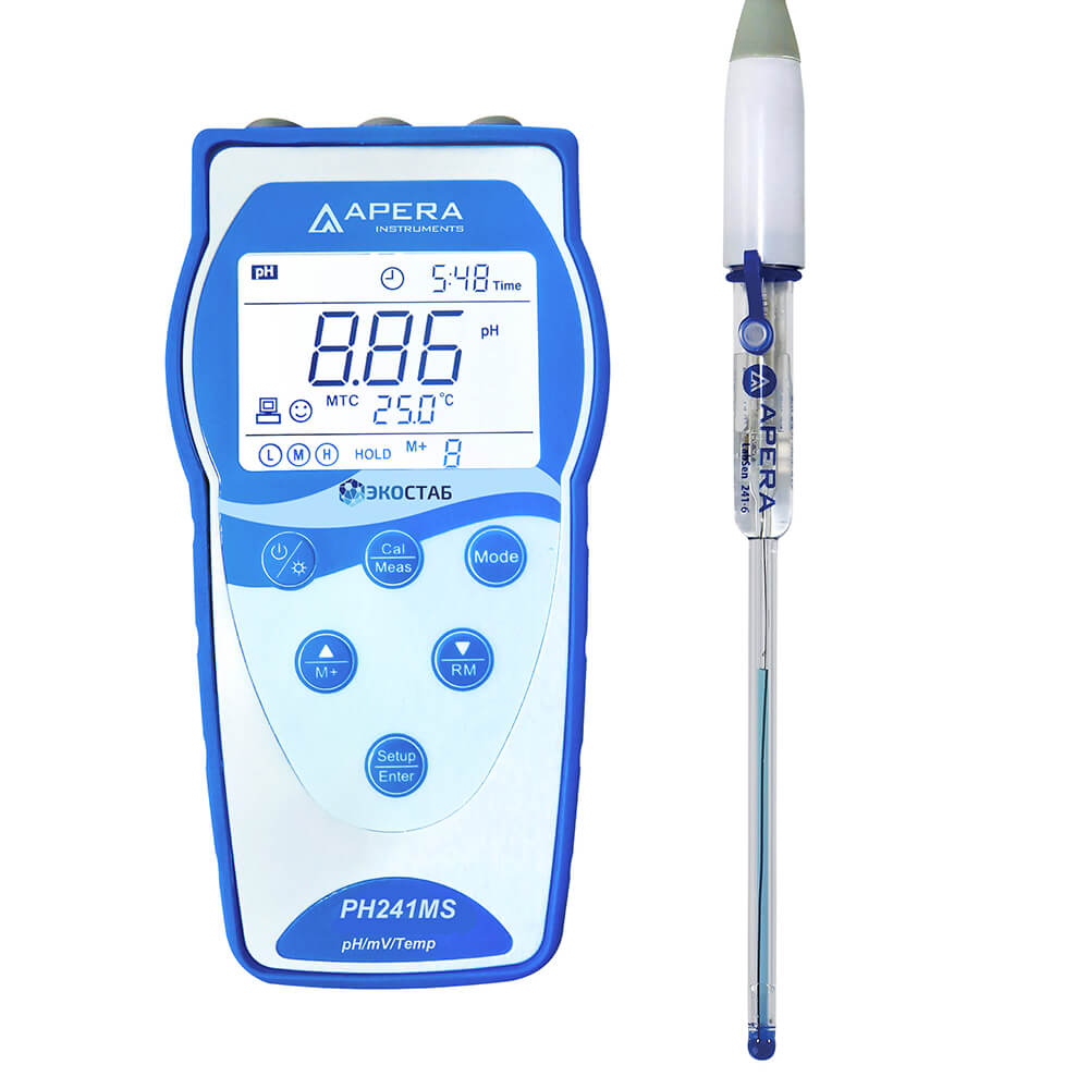 Kichik namunalar uchun portativ pH o'lchagich ECOSTAB PH241MS