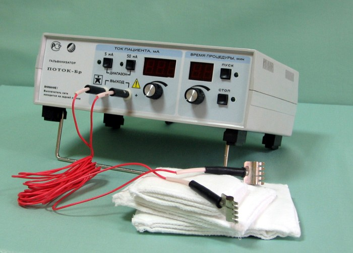 Apparatus for galvanization and medicinal electrophoresis Potok-BR