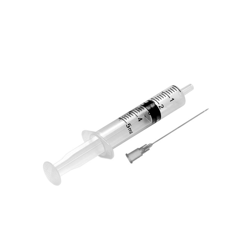 Sterile disposable syringe 5 ml (with 22G needle, three-component)