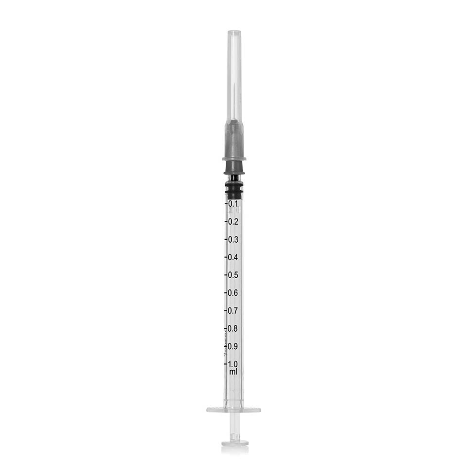 Sterile disposable syringe 1 ml (with 27G needle, three-component)