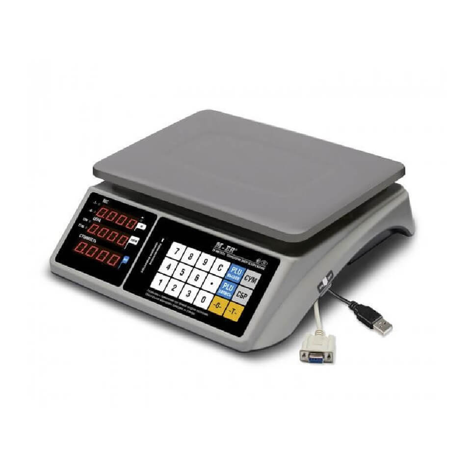 Весы торговые настольные MERTECH M-ER 328 AC-6.1 TOUCH-M RS232 и USB (6 кг, 1 г, внешняя калибровка)