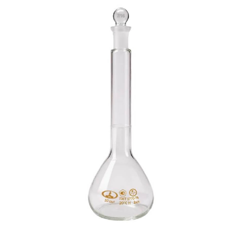 Volumetric flask (version 2) with one mark and ground stopper, class 2