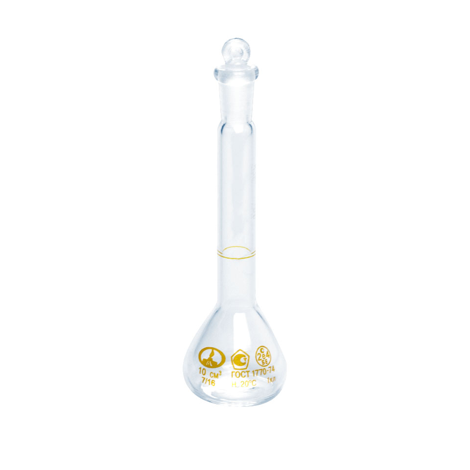 Volumetric flask (version 2) with one mark and ground stopper, class 1
