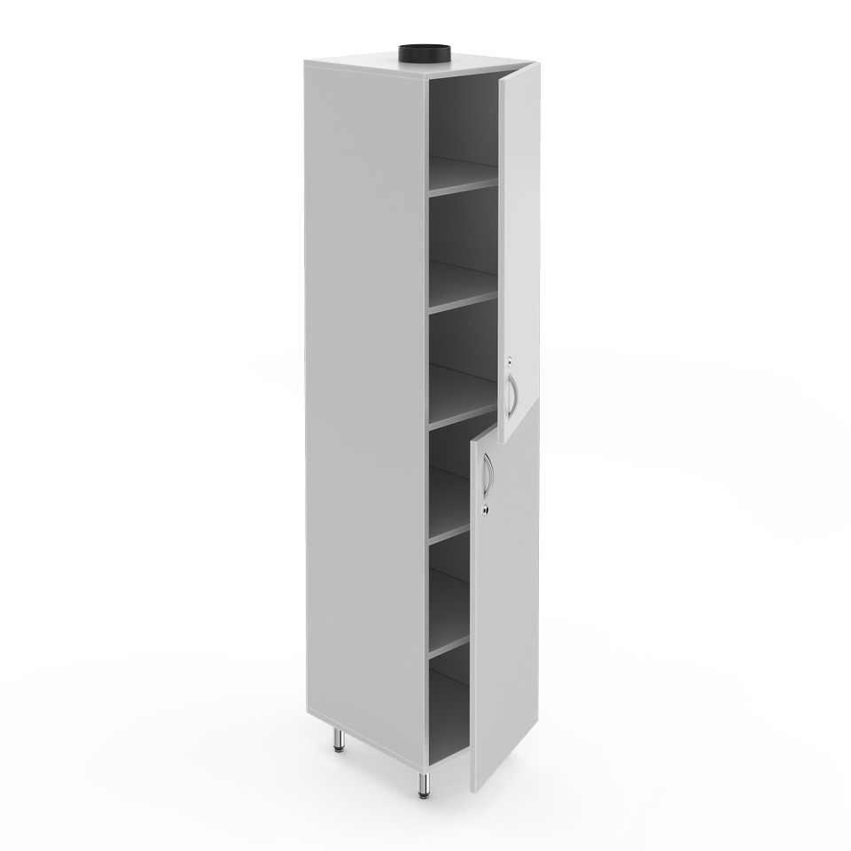 Single-section cabinet for chemical reagents with an exhaust pipe NV-400 ShR-V (400×460×1820)