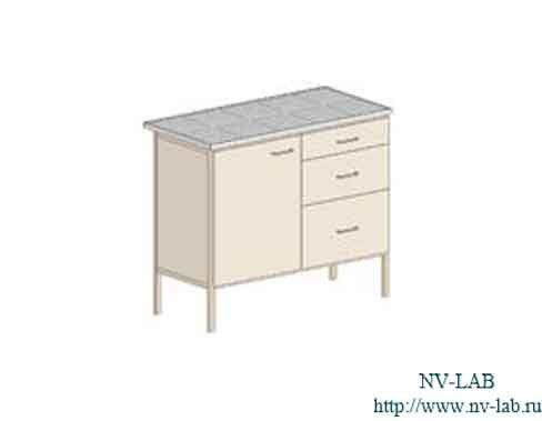 Laboratory table S-4 (985*610*900) 3 drawers, 1 shelf, 1 door