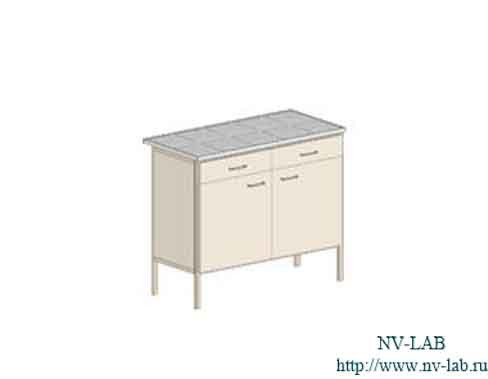 Laboratory table S-8 (985*610*900), 2 drawers, 2 doors and 1 shelf