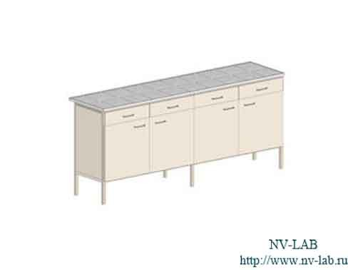 Laboratory table S-10 (1935*610*900) 4 drawers, 4 doors, 1 shelf