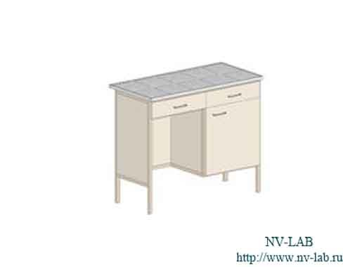Laboratory table S-20 (985*610*900), 1 shelf, 1 door, 2 drawers