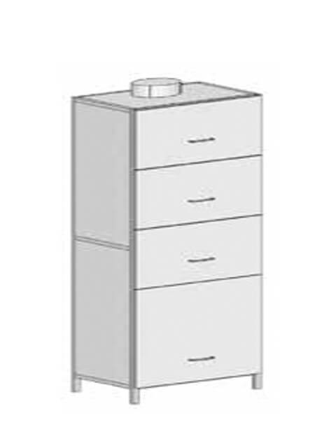 Cabinet for chemical reagents TSh-402V (600*500*2000) with exhaust pipe, 4 drawers TSh-402V (600*500*2000) with exhaust pipe, 4 drawers