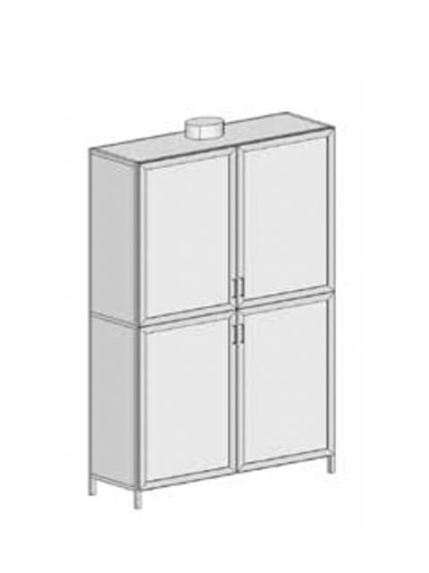 Cabinet for chemical reagents TSh-302V (1200*500*2000) with exhaust pipe, 4 doors