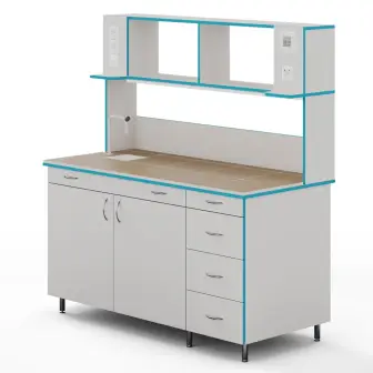 Wall table with sanitary ware and countertop made of porcelain tiles SLP NVK 1500 KG+