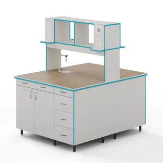 Island table with sanitary ware and countertop made of porcelain tiles SLO NVK 1200 KG+