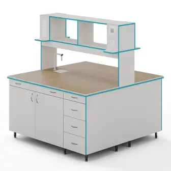 Island table with sanitary ware and countertop made of porcelain tiles SLO NVK 1500 KG+