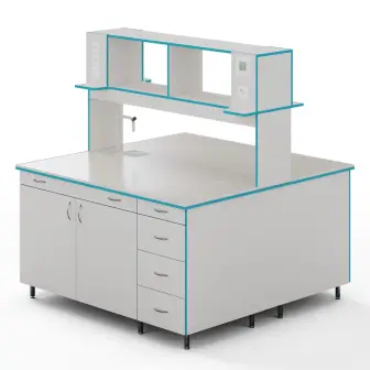 Island table with sanitary ware and a tabletop made of monolithic ceramics SLO NVK 1500 MON+