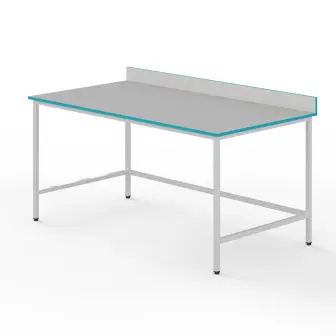 Open filling table with a tabletop made of chemical-resistant plastic SFP NVK 1500