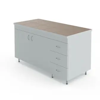 Laboratory table-cabinet with a tabletop made of porcelain tiles Teolab NV-1500 STK