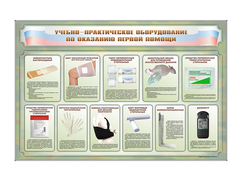 Стенды "Учебно-практическое оборудование по оказанию первой помощи" Zarnitza
