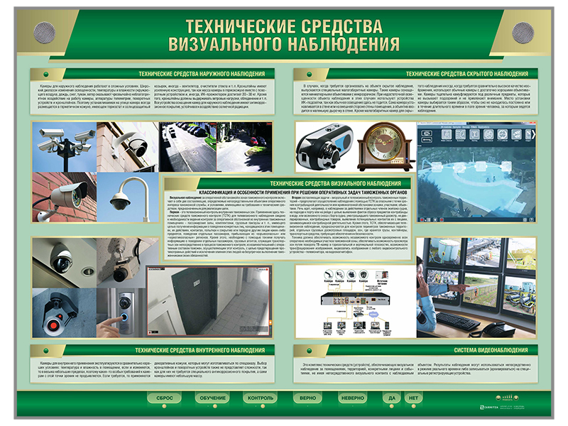 Стенд электрифицированный "Технические средства визуального наблюдения" Zarnitza