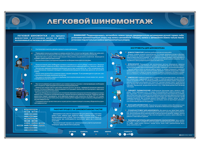 Электрифицированный интерактивный стенд "Легковой шиномонтаж" Zarnitza
