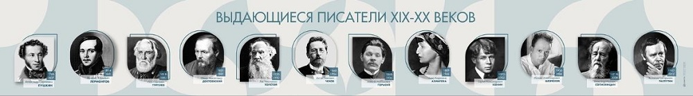 Комплект портретов писателей, литературоведов и лингвистов. Стенд-лента Zarnitza